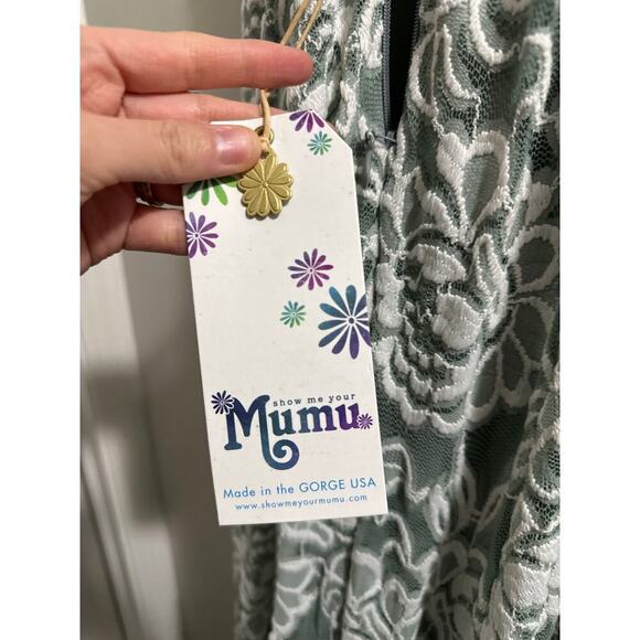 Show Me Your‎ Mumu Jenn Maxi Dress Green Lace size XXS New - Picture 9 of 10